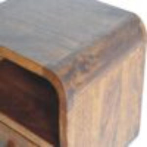Extra Mini Curved Wall-Mounted Bedside Table | Chestnut Finish | Open Slot