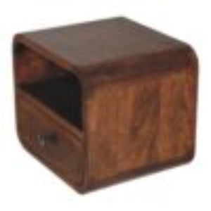 Extra Mini Curved Wall-Mounted Bedside Table | Chestnut Finish | Open Slot