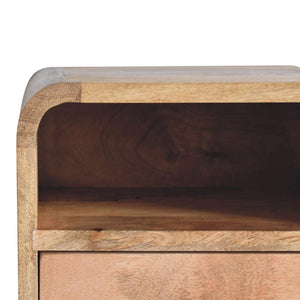 Extra Mini Curved Wall-Mounted Bedside Table | Oak Finish | Open Slot