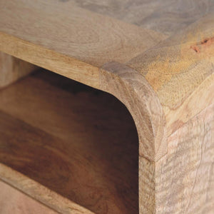 Extra Mini Curved Wall-Mounted Bedside Table | Oak Finish | Open Slot