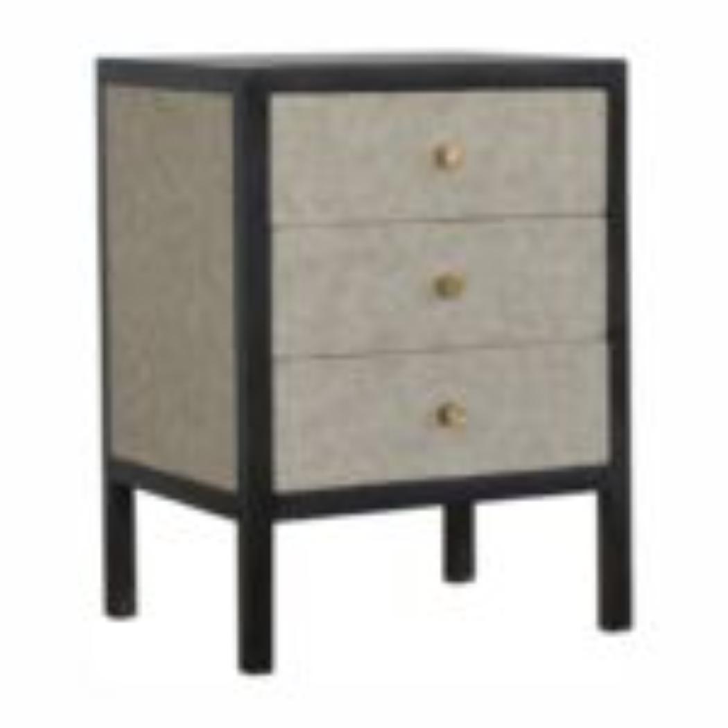 Faux Leather Bedside Table | Solid Mango Wood | Upholstered Front | Compact Storage