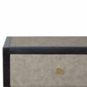 Faux Leather Bedside Table | Solid Mango Wood | Upholstered Front | Compact Storage