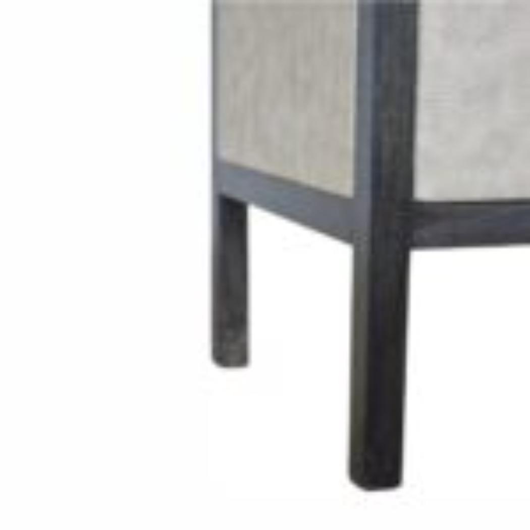 Faux Leather Bedside Table | Solid Mango Wood | Upholstered Front | Compact Storage