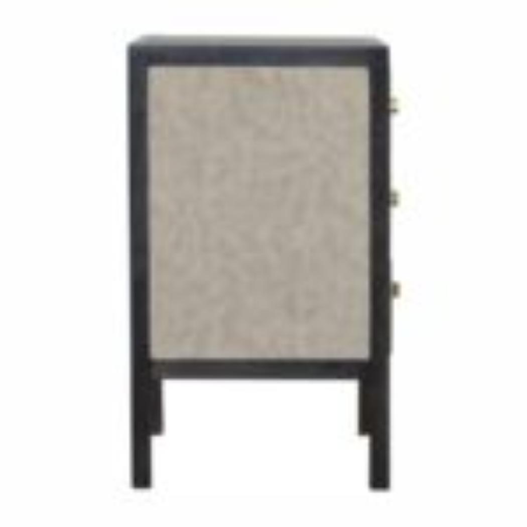 Faux Leather Bedside Table | Solid Mango Wood | Upholstered Front | Compact Storage