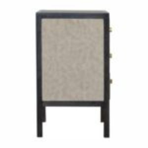 Faux Leather Bedside Table | Solid Mango Wood | Upholstered Front | Compact Storage