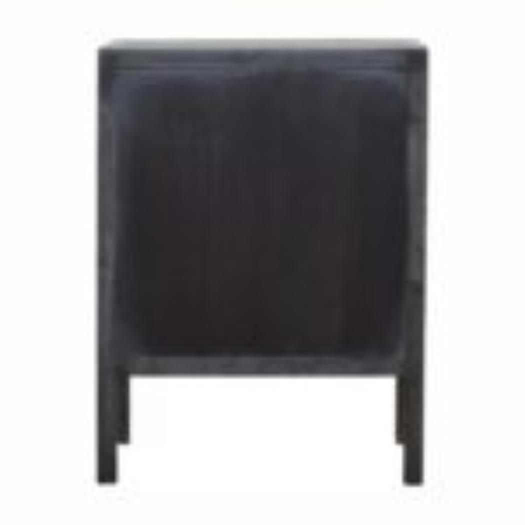 Faux Leather Bedside Table | Solid Mango Wood | Upholstered Front | Compact Storage