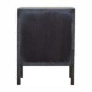 Faux Leather Bedside Table | Solid Mango Wood | Upholstered Front | Compact Storage