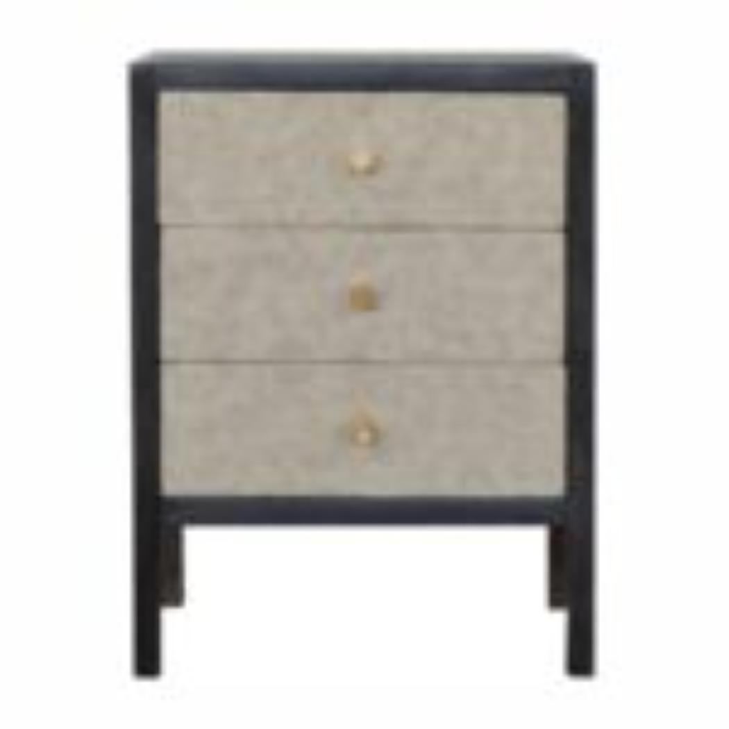 Faux Leather Bedside Table | Solid Mango Wood | Upholstered Front | Compact Storage