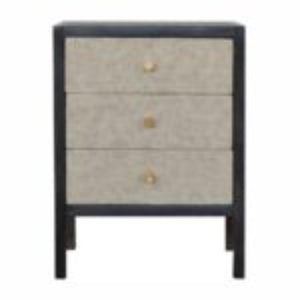 Faux Leather Bedside Table | Solid Mango Wood | Upholstered Front | Compact Storage