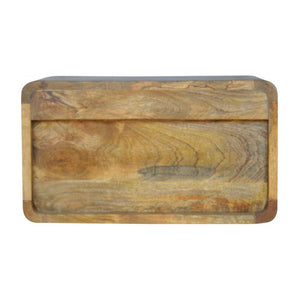 Floating Curved Bedside Table | Solid Mango Wood | Warm Oak Finish