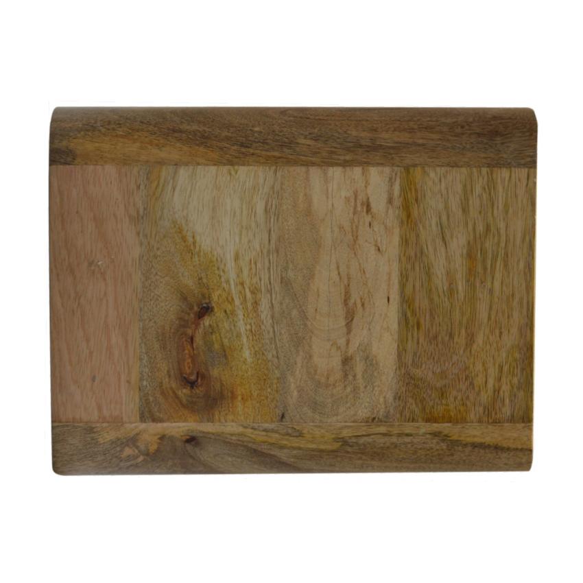 Curved Mango Wood Floating Bedside Table | Oak Finish | 2 Drawers