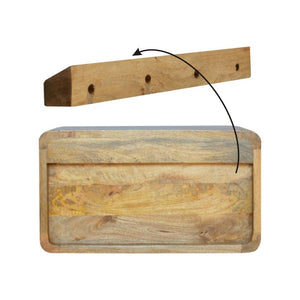 Curved Mango Wood Floating Bedside Table | Oak Finish | 2 Drawers