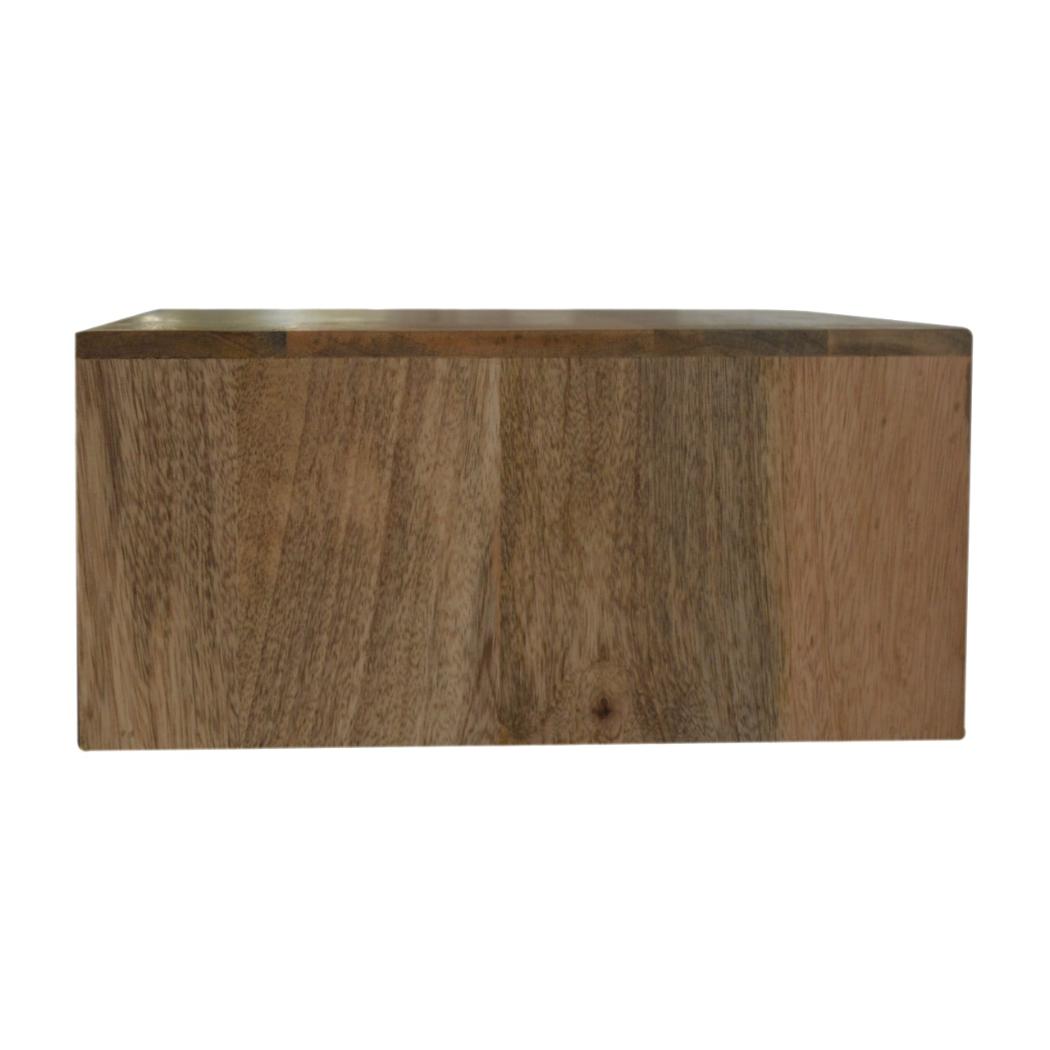 Floating Diamond-Carved Bedside Table | Solid Mango Wood | Wall-Mounted Storage