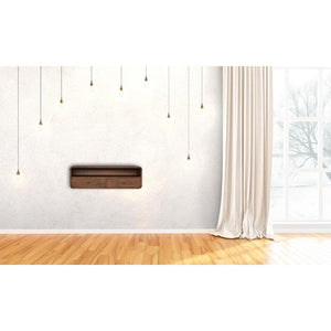 Floating Mango Wood Console Unit | Chestnut Finish | 2 Drawers & Open Shelf