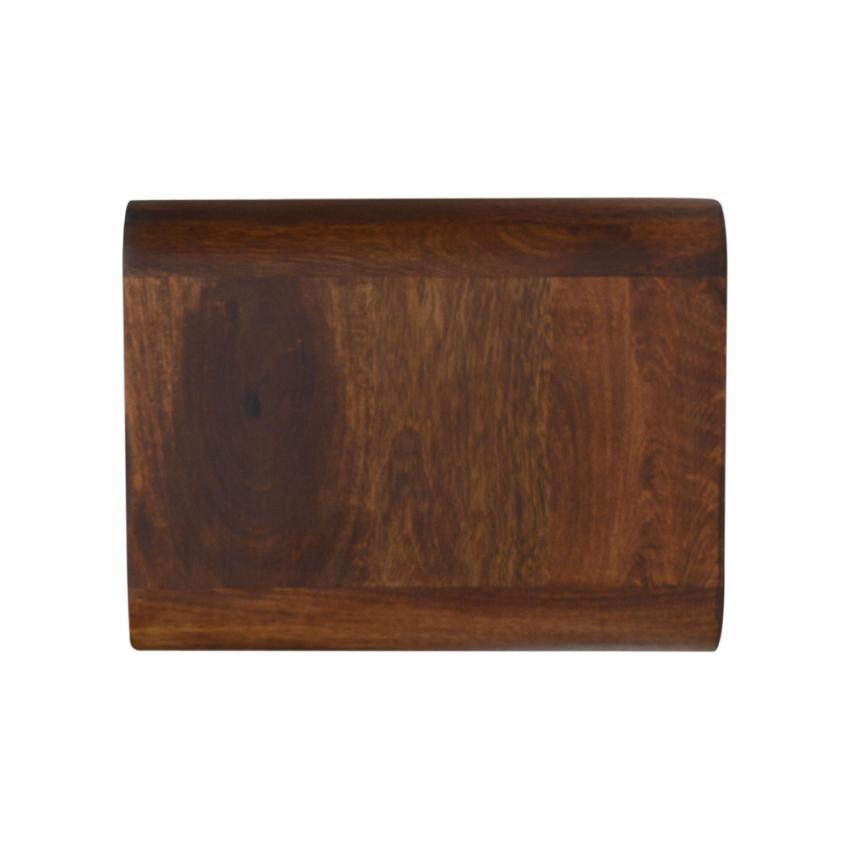 Floating Mango Wood Console Unit | Chestnut Finish | 2 Drawers & Open Shelf