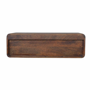 Floating Mango Wood Console Unit | Chestnut Finish | 2 Drawers & Open Shelf
