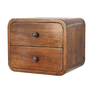 Floating Mini Chestnut Bedside Table | Solid Mango Wood | Wall Mounted