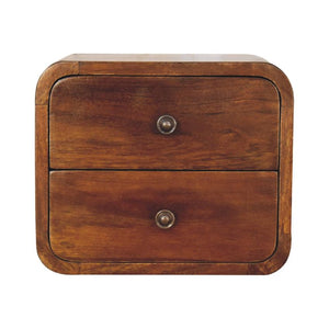 Floating Mini Chestnut Bedside Table | Solid Mango Wood | Wall Mounted