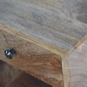 Floating Mini Classic Bedside Table | Solid Mango Wood | Oak Finish | 1 Drawer Wall-Mounted Nightstand