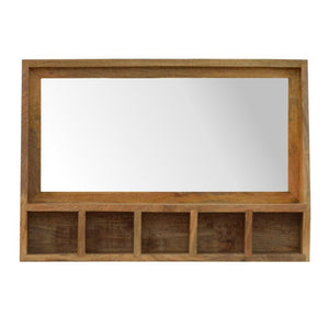 Floating Mirror Storage Unit | 5 Open Slots | Wall-Mounted Organiser