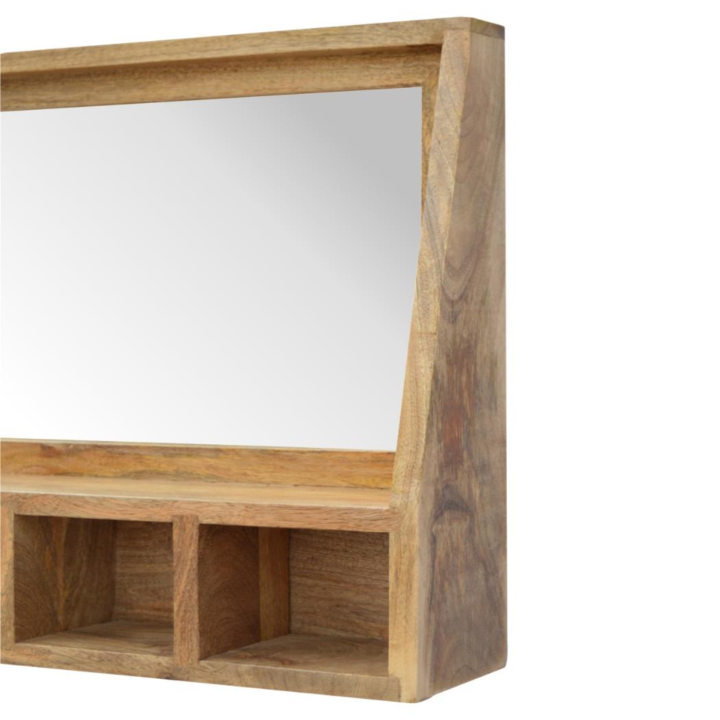 Floating Mirror Storage Unit | 5 Open Slots | Wall-Mounted Organiser