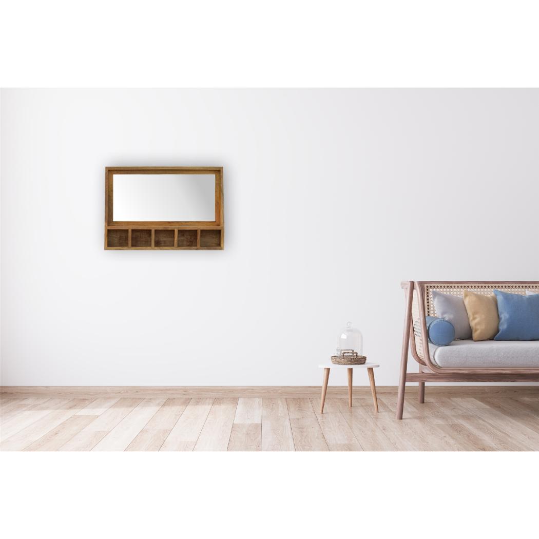 Floating Mirror Storage Unit | 5 Open Slots | Wall-Mounted Organiser