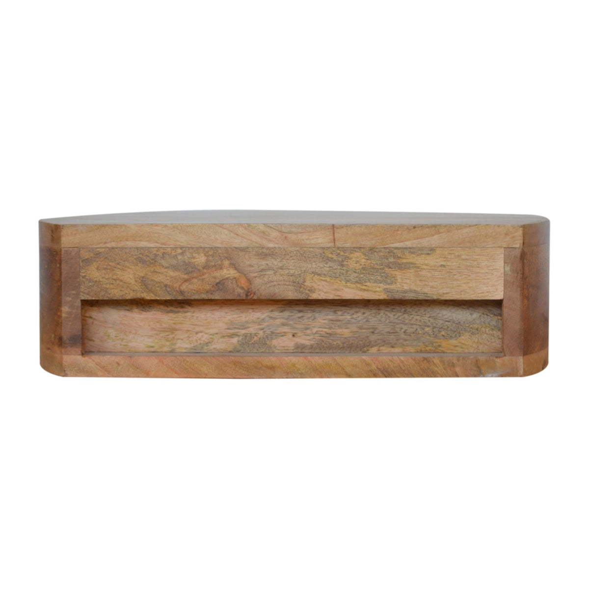 Floating Rounded Mango Wood Bedside Table | Oak-Inspired Finish | Single Drawer