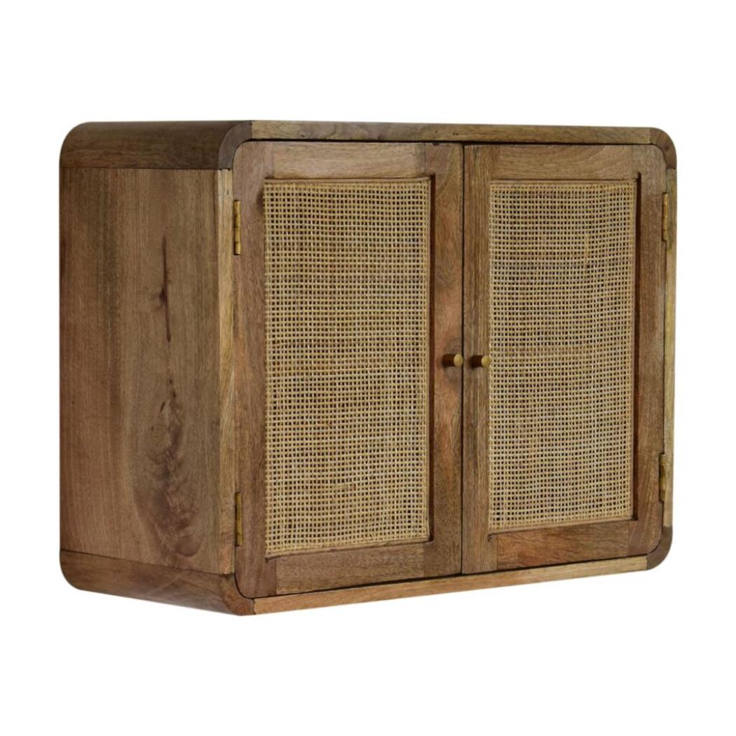 Floating Textured Cabinet | Grey Wash Finish | Space-Saving Wall Storage