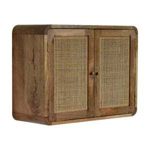 Floating Textured Cabinet | Grey Wash Finish | Space-Saving Wall Storage