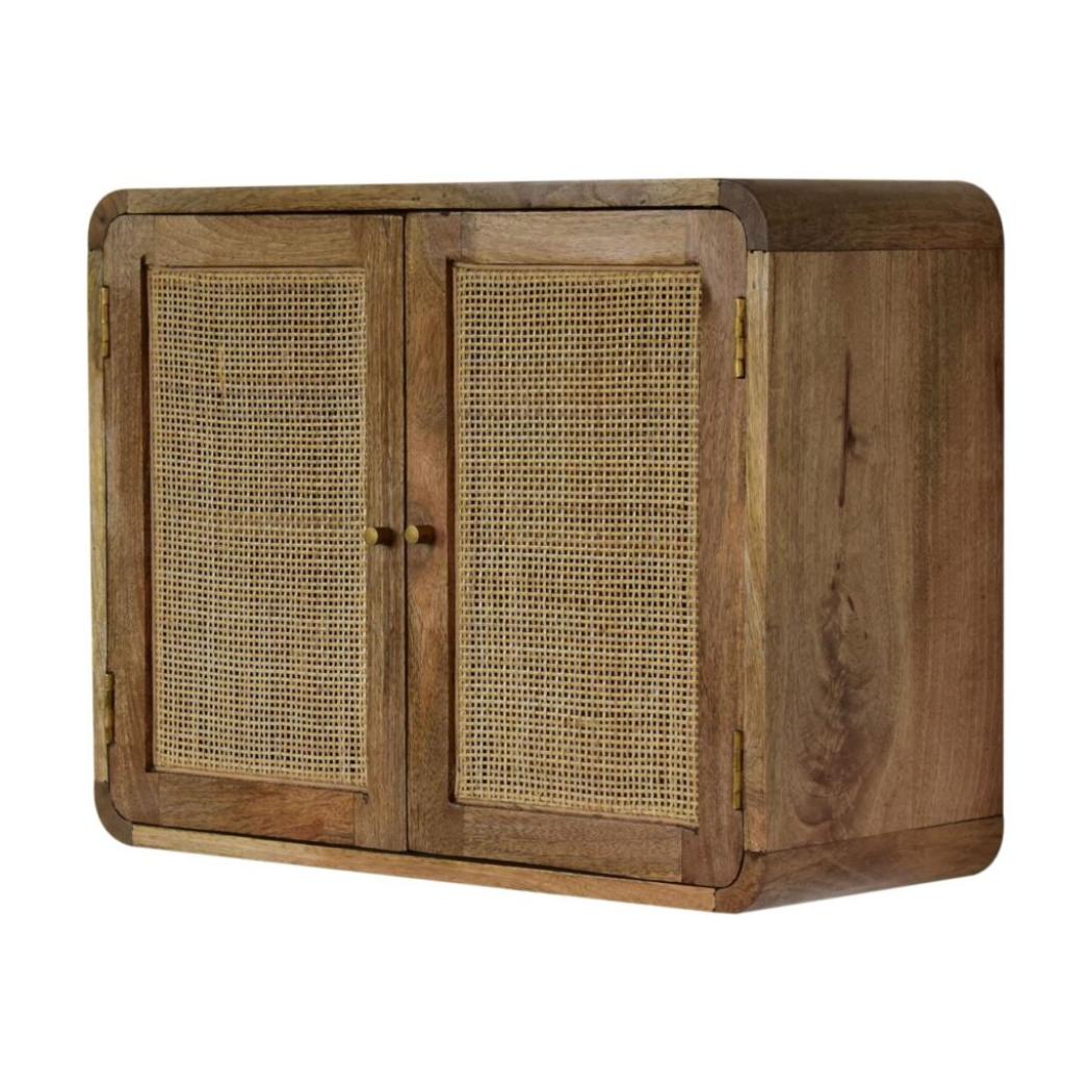 Floating Textured Cabinet | Grey Wash Finish | Space-Saving Wall Storage