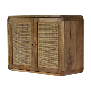 Floating Textured Cabinet | Grey Wash Finish | Space-Saving Wall Storage
