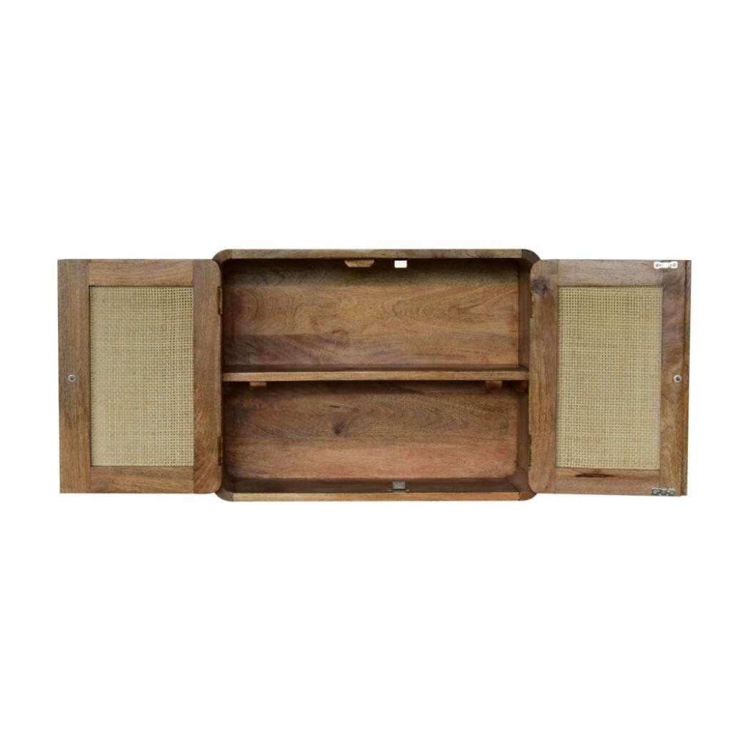 Floating Textured Cabinet | Grey Wash Finish | Space-Saving Wall Storage