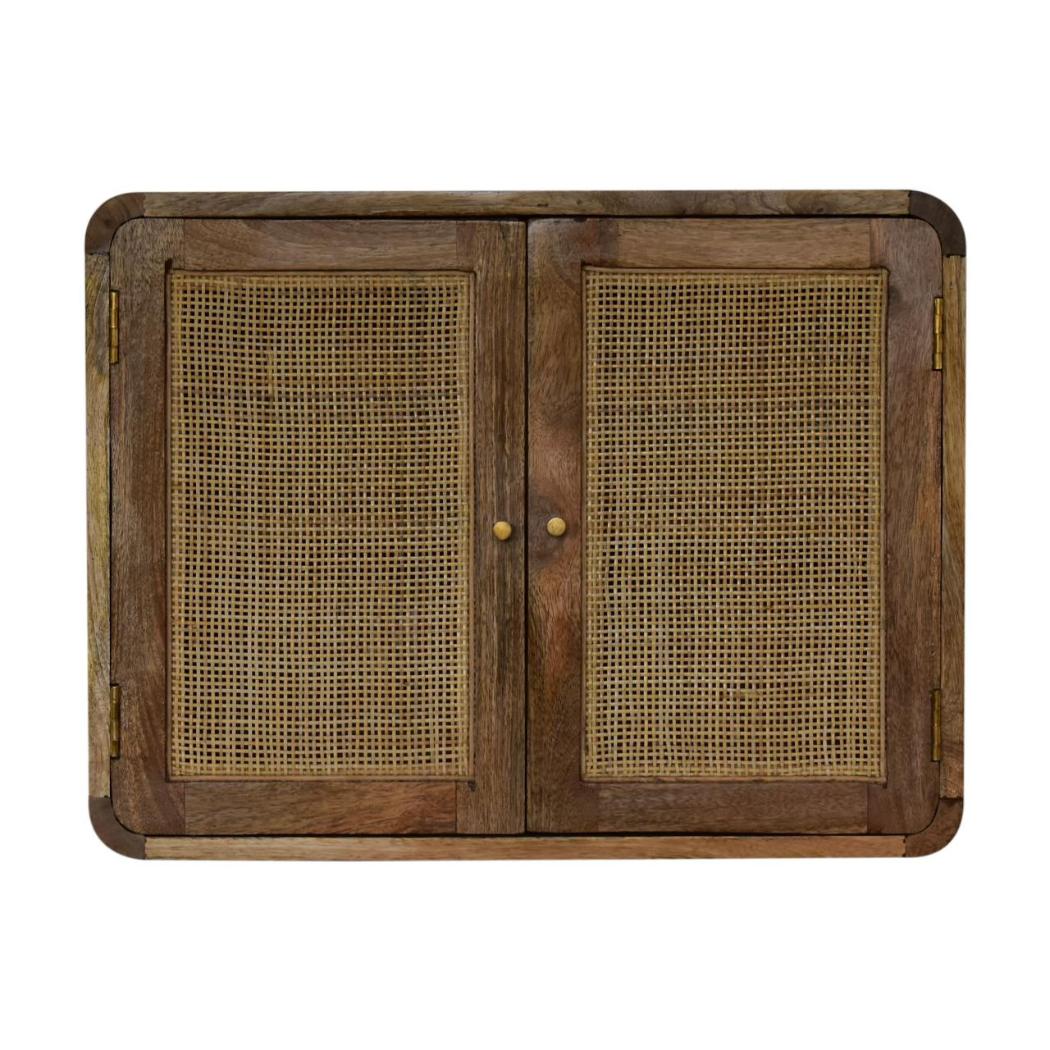 Floating Textured Cabinet | Grey Wash Finish | Space-Saving Wall Storage