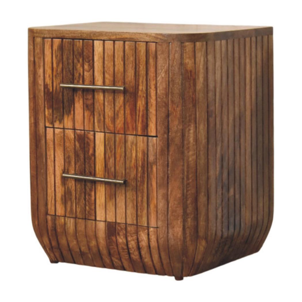 Fluted Bedside Table with Drawers | Textured Detail | Bedroom Storage