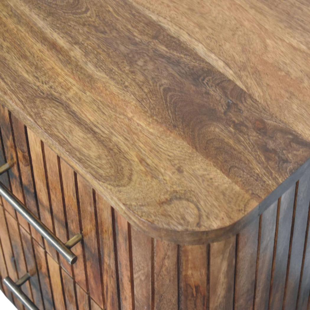 Fluted Bedside Table with Drawers | Textured Detail | Bedroom Storage