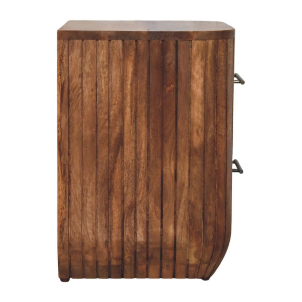 Fluted Bedside Table with Drawers | Textured Detail | Bedroom Storage