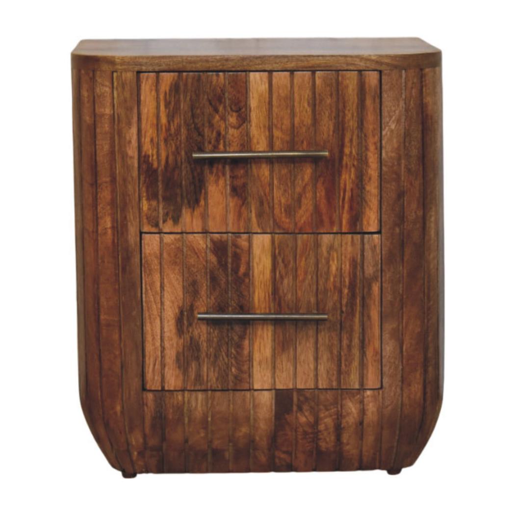 Fluted Bedside Table with Drawers | Textured Detail | Bedroom Storage