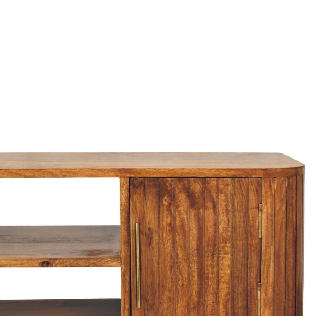 Fluted Media Console with Shelves | Textured Detail | Living Room Storage