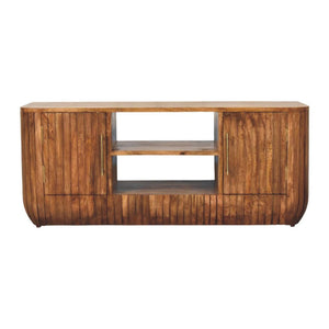 Fluted Media Console with Shelves | Textured Detail | Living Room Storage