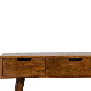Foldable Mirror Dressing Table | Chestnut Finish | Space-Saving Vanity