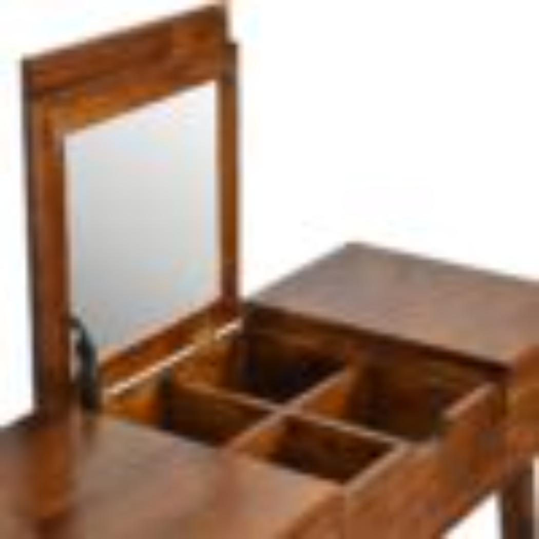 Foldable Mirror Dressing Table | Chestnut Finish | Space-Saving Vanity