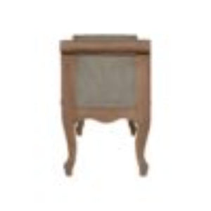 French Carved Bench | Mud Linen Upholstery | Solid Mango Wood Frame | Classic Seating