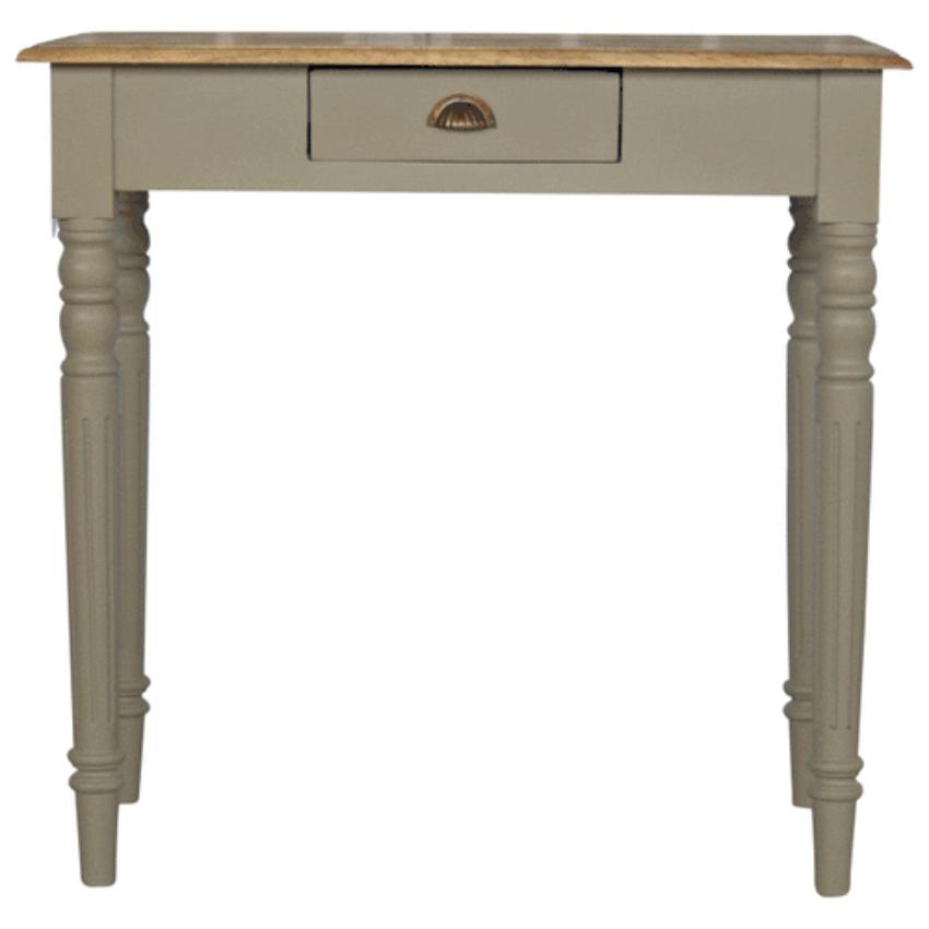 French Grey Mango Wood Writing Desk | 1 Drawer | Carved Legs