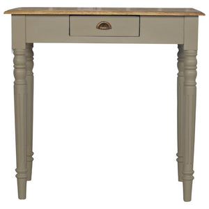 French Grey Mango Wood Writing Desk | 1 Drawer | Carved Legs