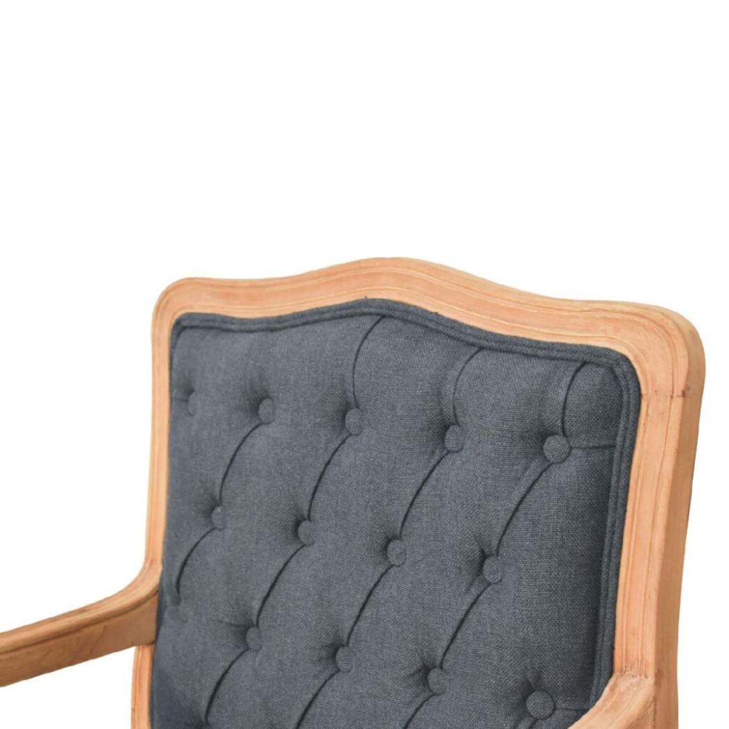 French-Style Accent Chair | Navy Blue Linen | Classic Upholstered Seating