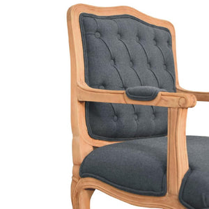 French-Style Accent Chair | Navy Blue Linen | Classic Upholstered Seating