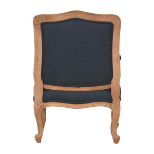 French-Style Accent Chair | Navy Blue Linen | Classic Upholstered Seating
