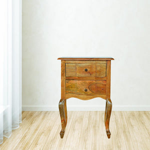 French Style Bedside Table | 2 Drawer Storage | Classic Bedroom Nightstand