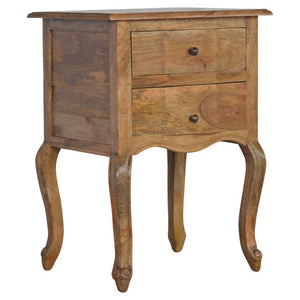 French Style Bedside Table | 2 Drawer Storage | Classic Bedroom Nightstand