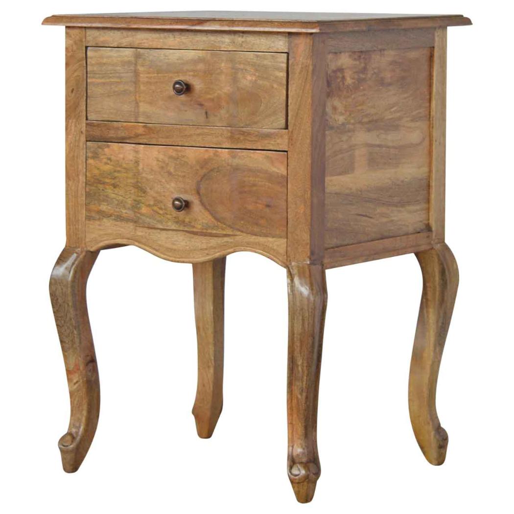 French Style Bedside Table | 2 Drawer Storage | Classic Bedroom Nightstand